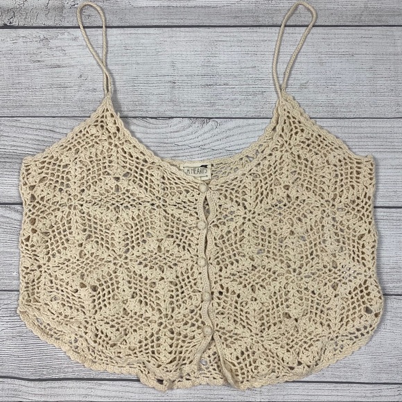La Hearts Tops - LA Hearts Crochet Cropped Top Tank Size Large